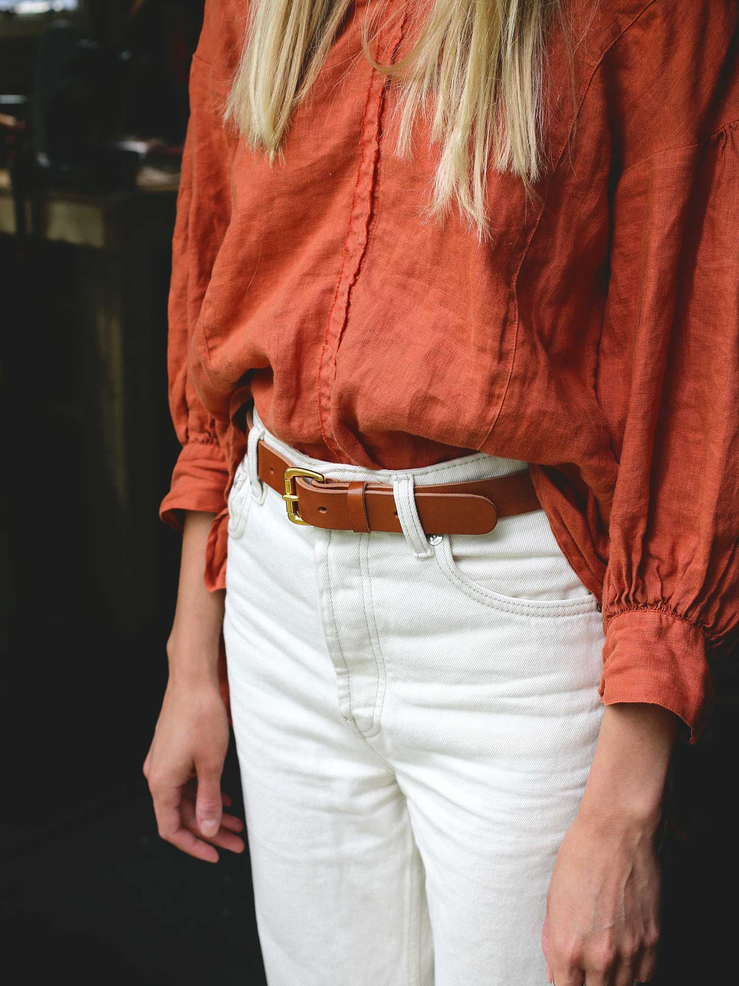 Ceinture mince 1" - Brun