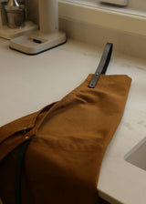 Tablier en coton et en cuir - Ocre