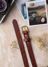 High Waist Leather Belt (3/4") - Brown