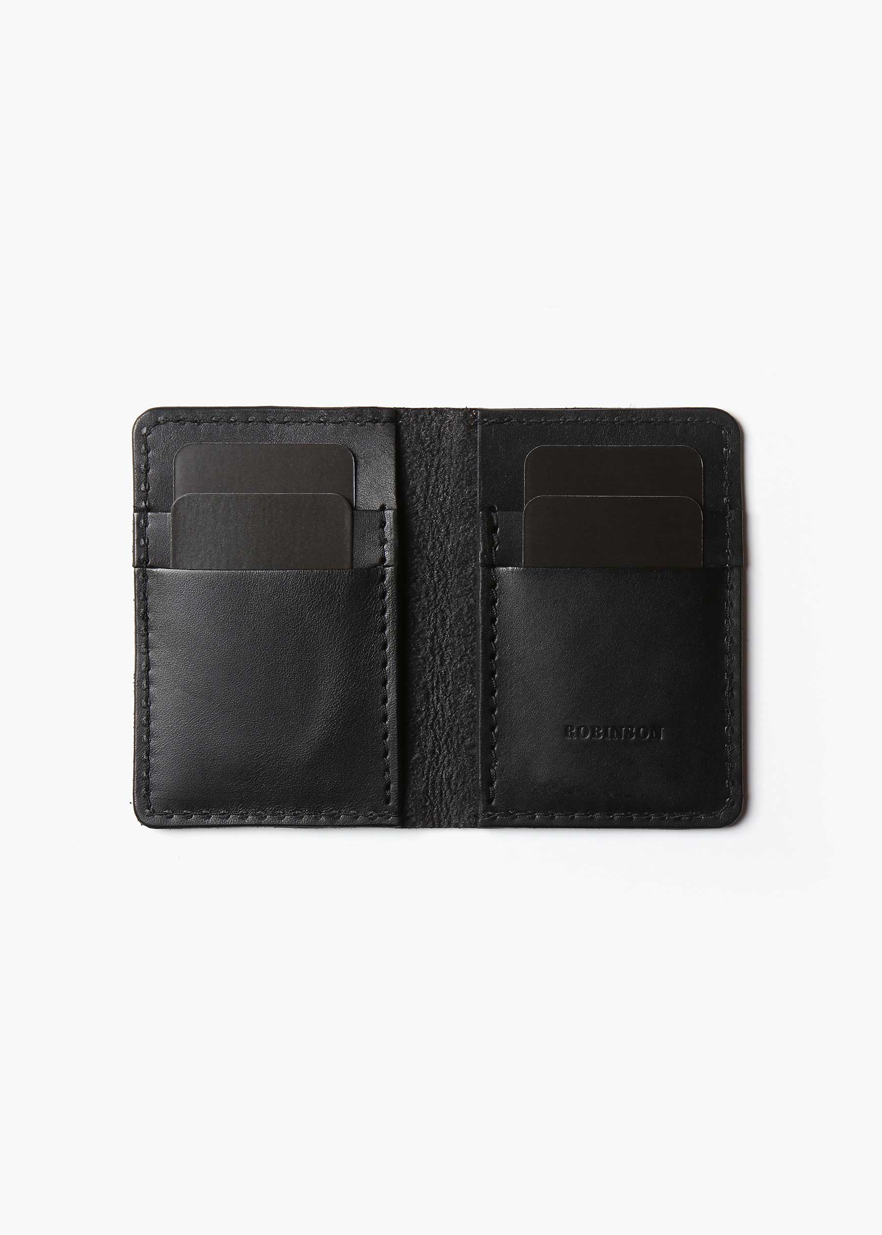 Vertical Leather Wallet 4 Pockets (Black)