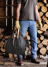 Porte-bûches en coton ciré - Charcoal