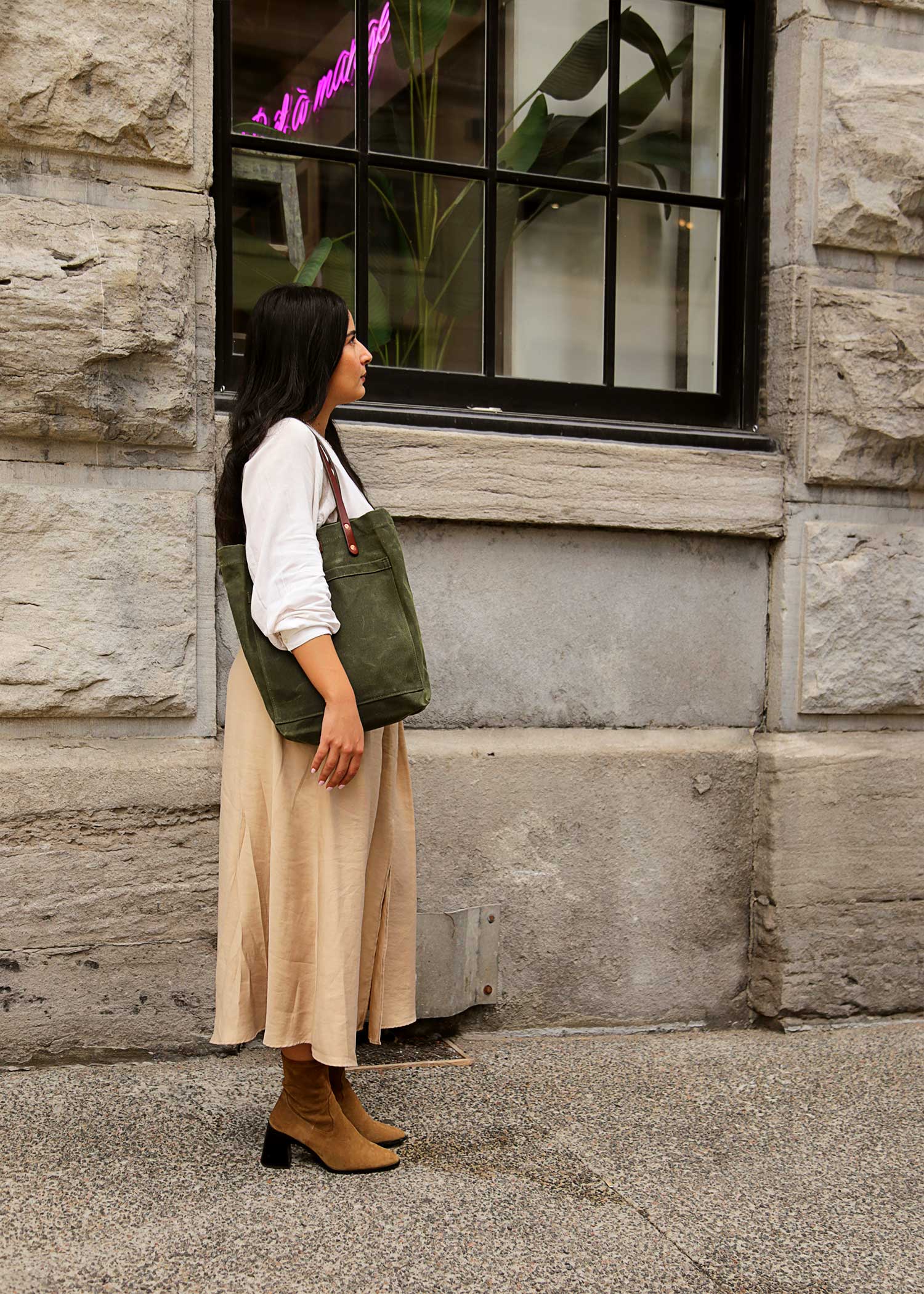 Sac tote en coton ciré - Vert