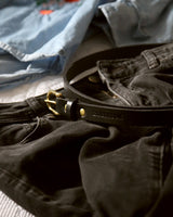 High Waist Leather Belt (3/4") - Black