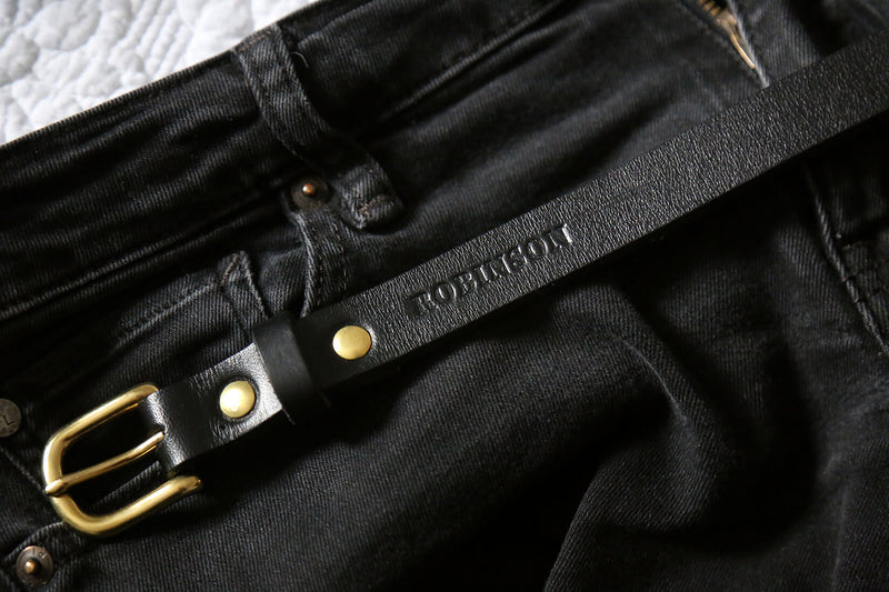High Waist Leather Belt (3/4") - Black