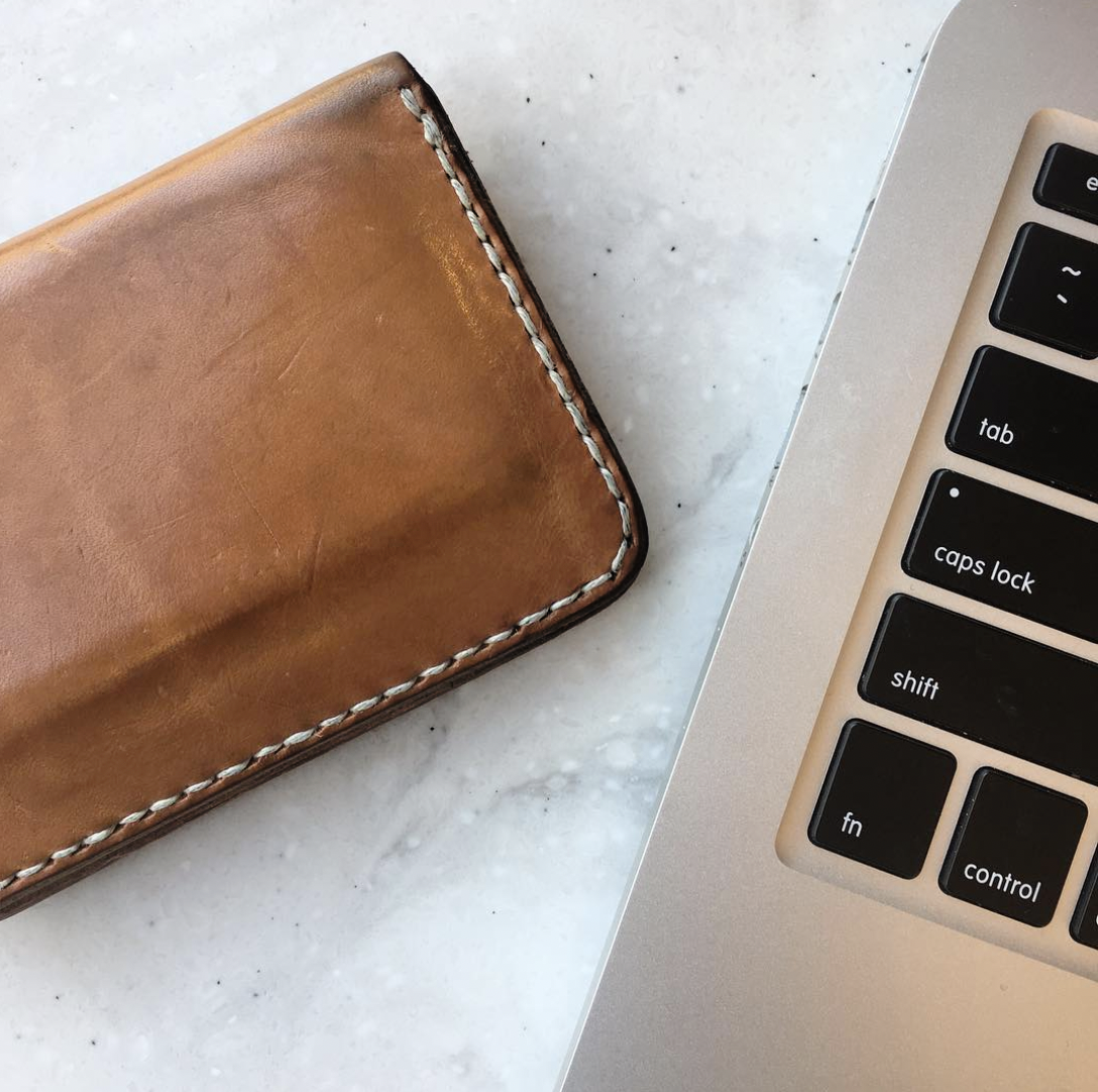 Vertical leather wallet 4 Pockets - Oak