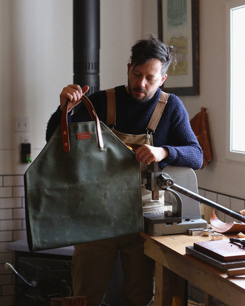 Waxed-Canvas Log Carrier | Green Forest