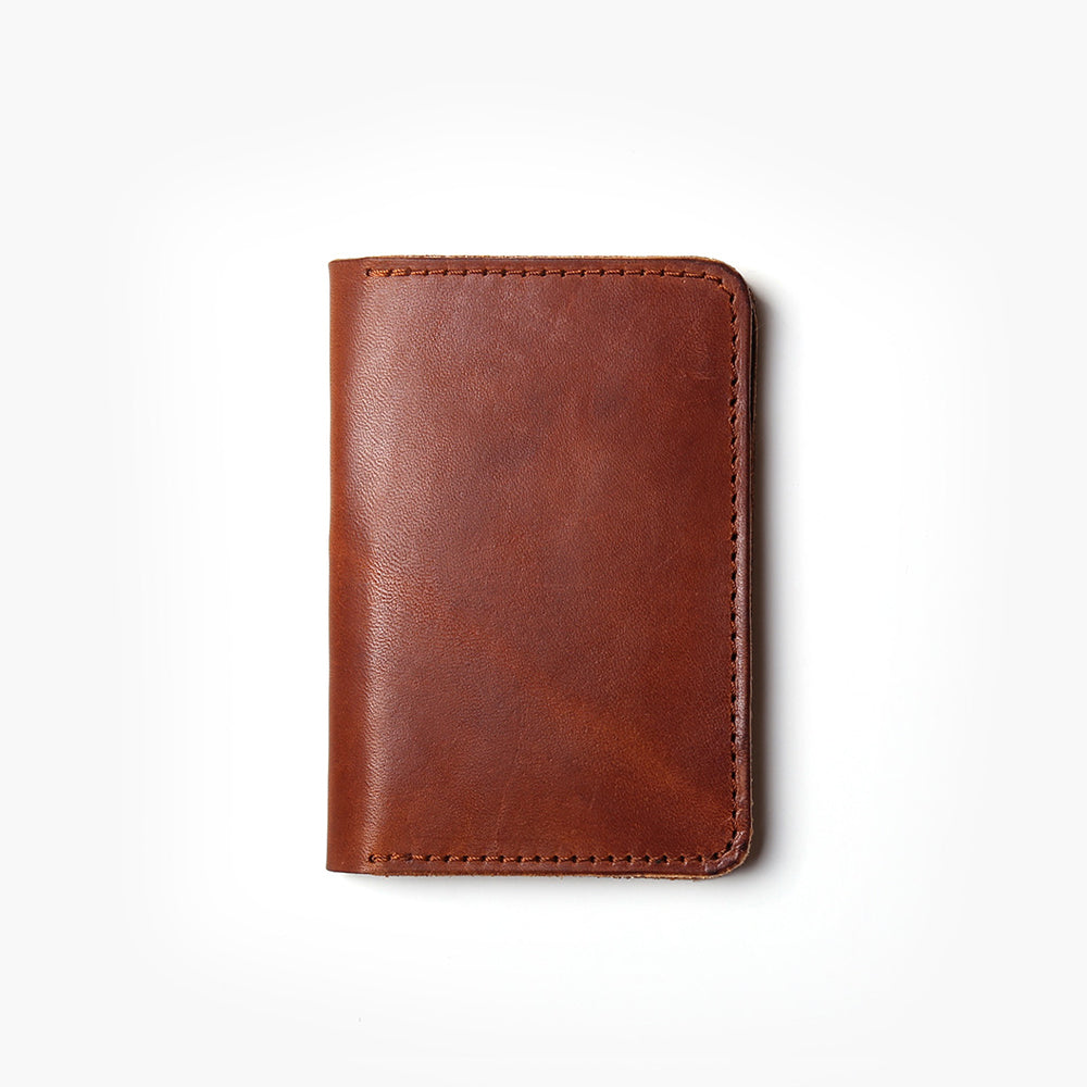 Vertical Leather Wallet 4 Pockets - Brown