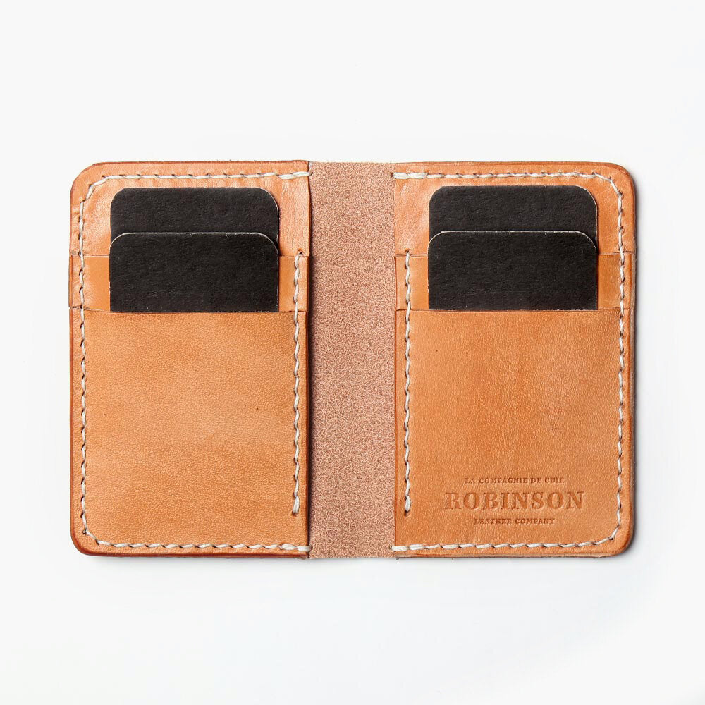 Vertical leather wallet 4 Pockets - Oak