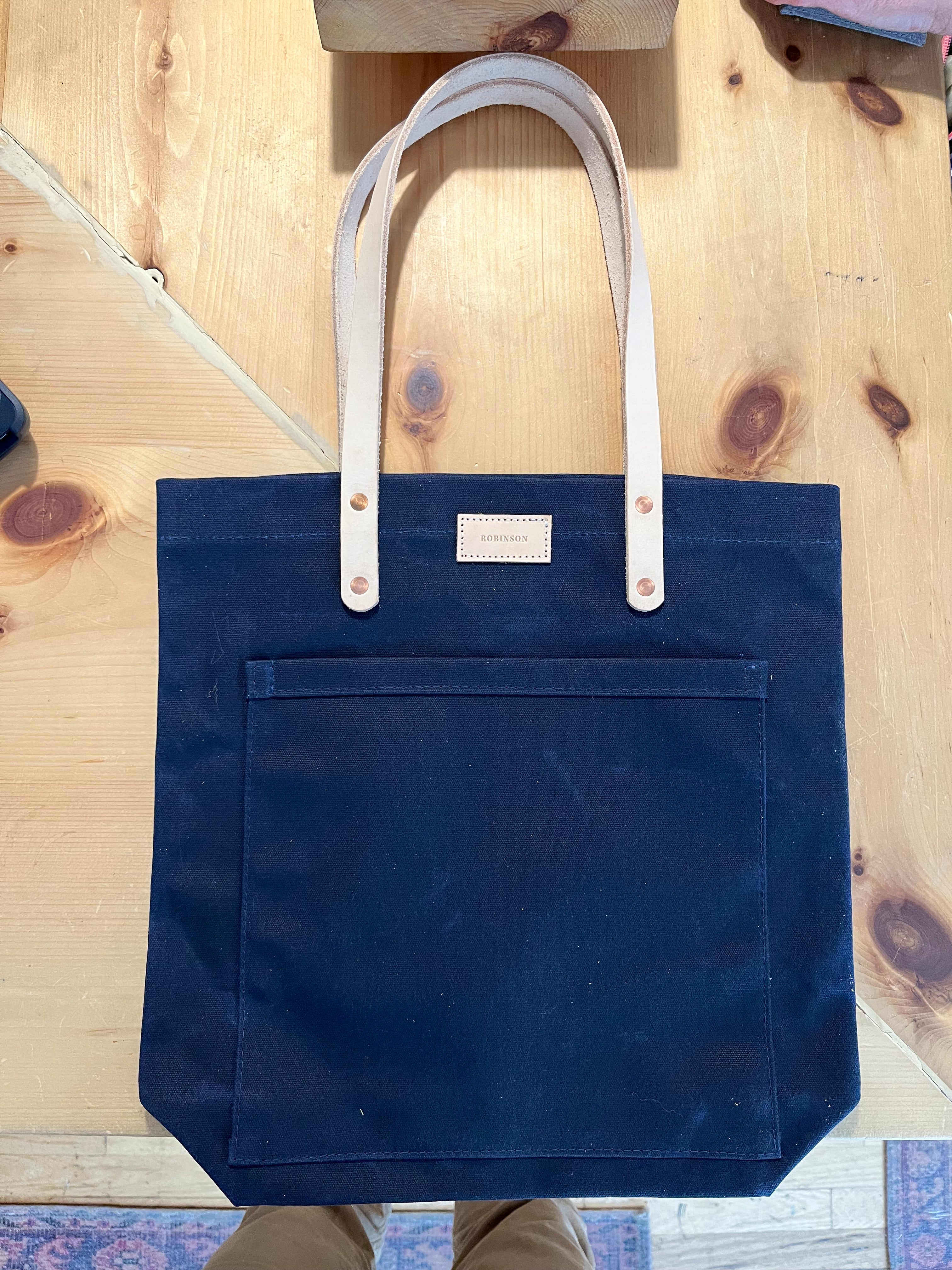 Waxed Canvas Tote Bag (Blue)
