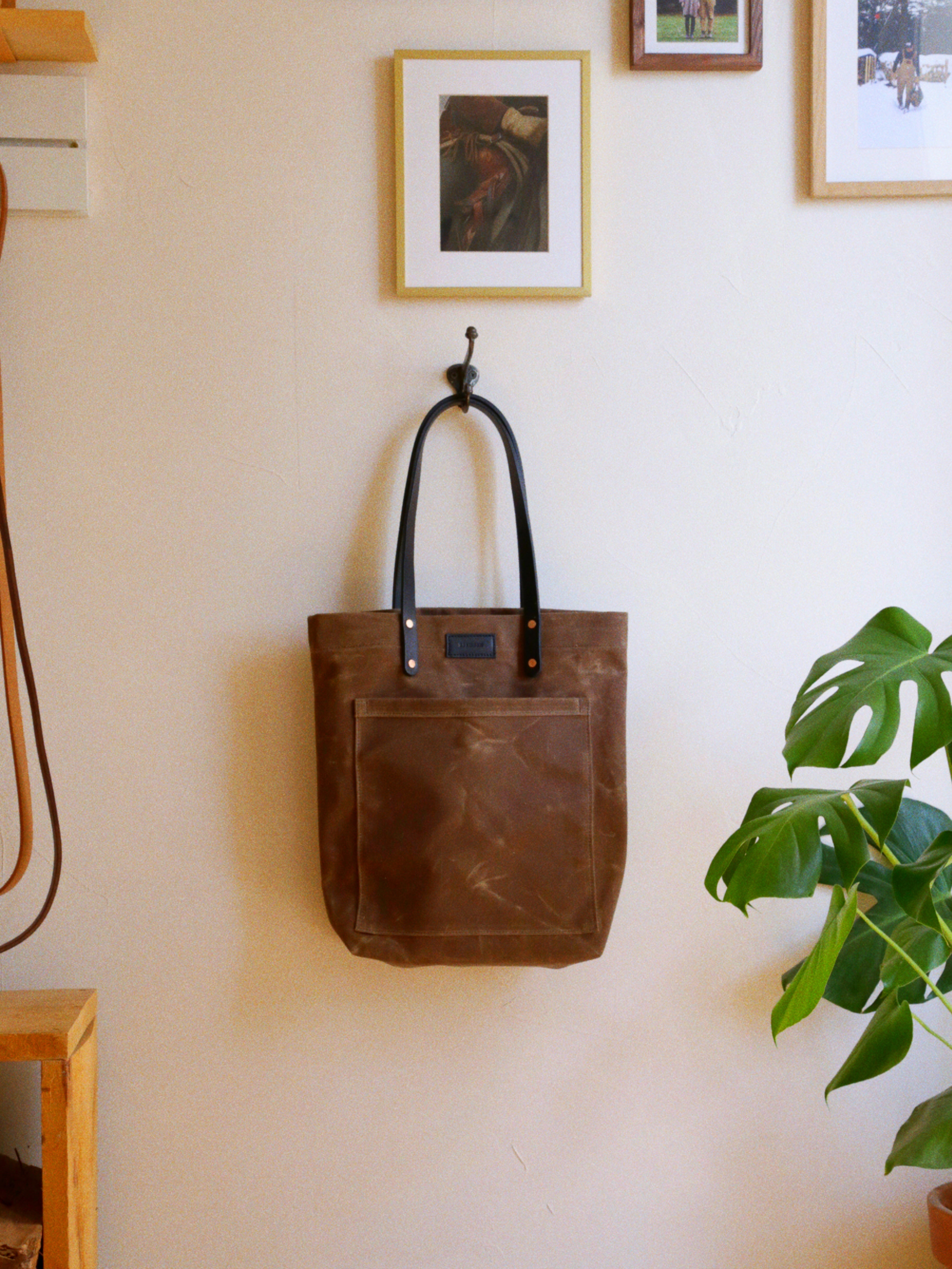 Waxed Canvas Tote Bag - Brown
