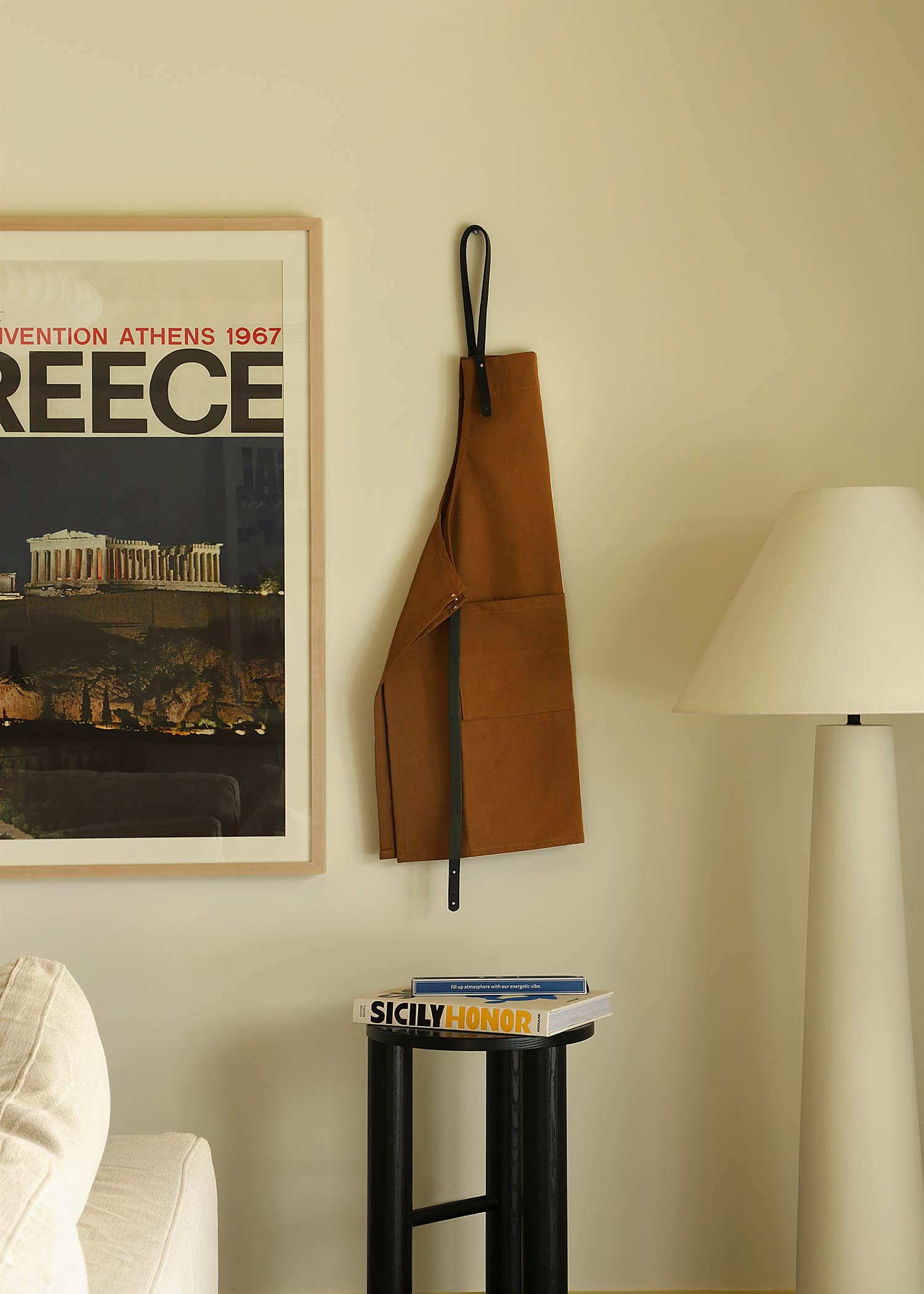 Twill Cotton Apron and Leather - Tan