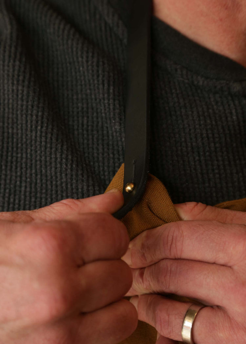 Twill Cotton Apron and Leather - Tan