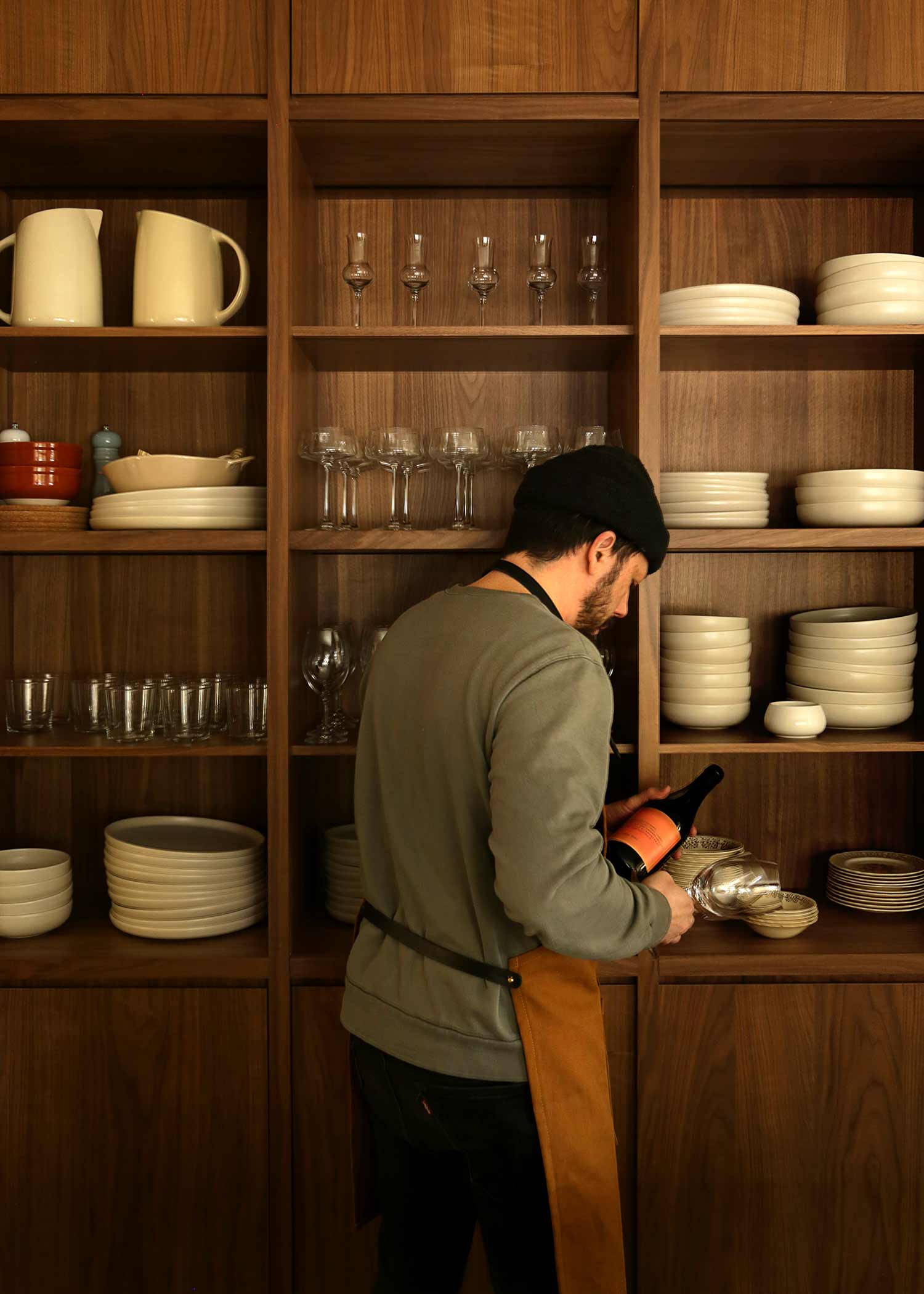 Twill Cotton Apron and Leather - Tan