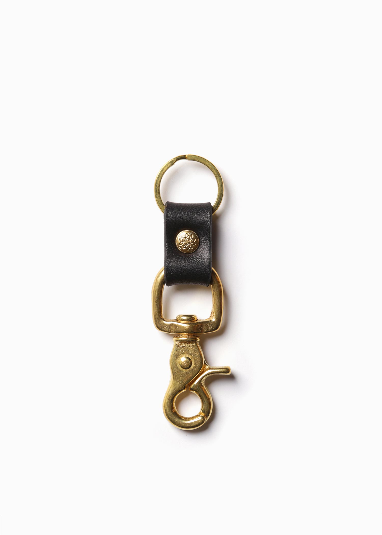 Leather Key Chain - Black - Floral Brass Rivet – La Compagnie Robinson