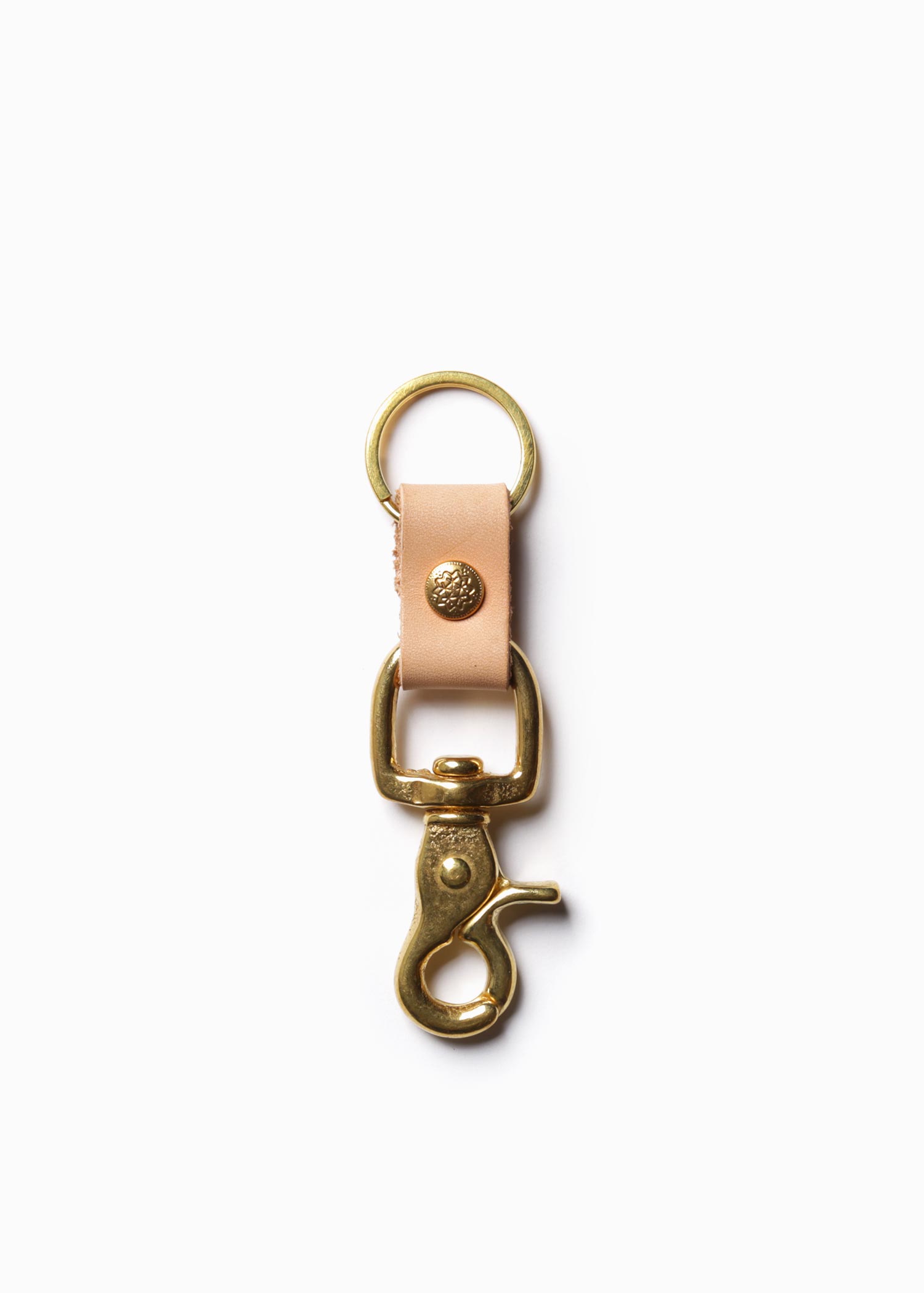 Leather Key Chain - Natural - Floral Brass Rivet – La Compagnie Robinson