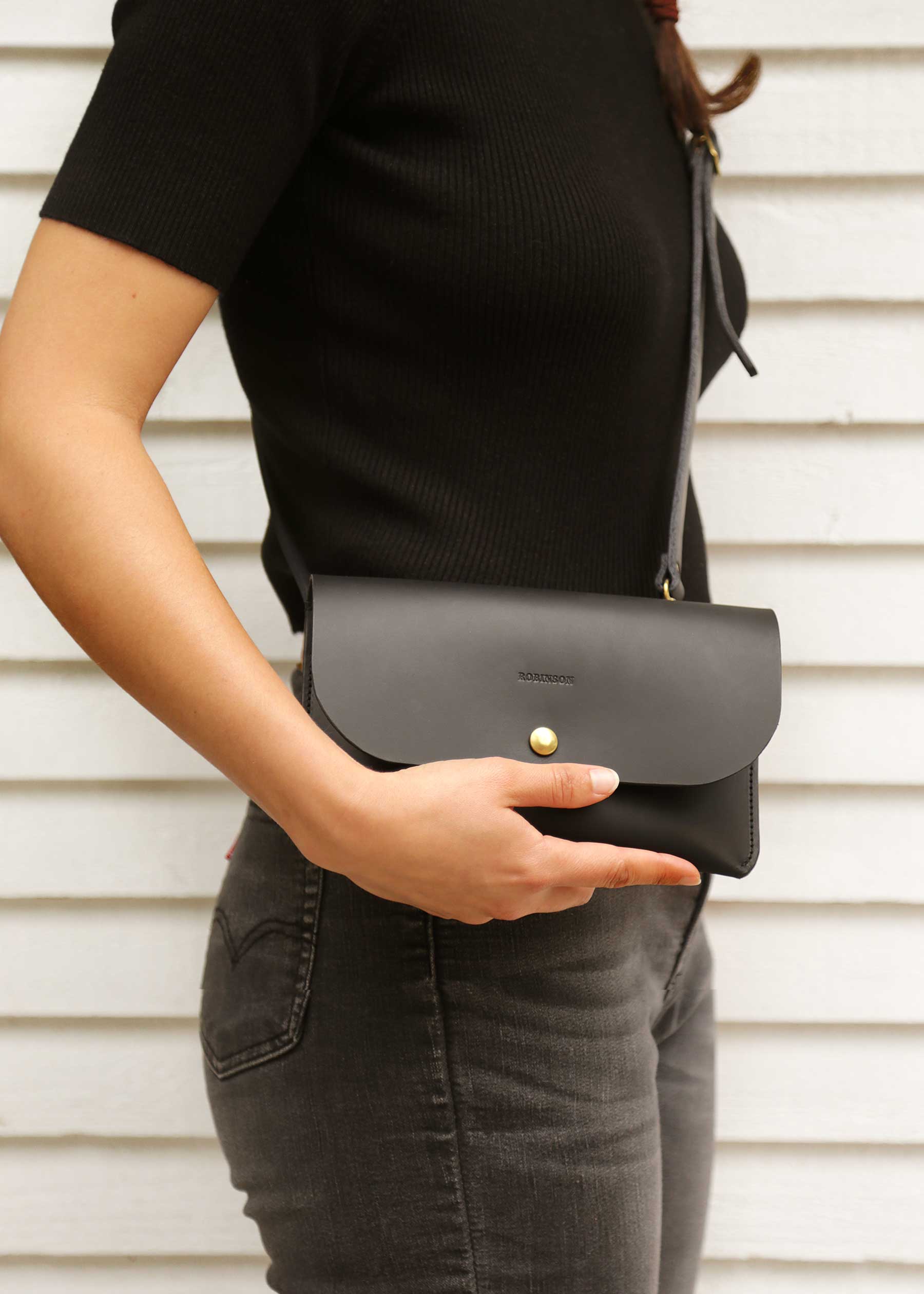 LØ - Petit sac bandoulière en cuir - Noir