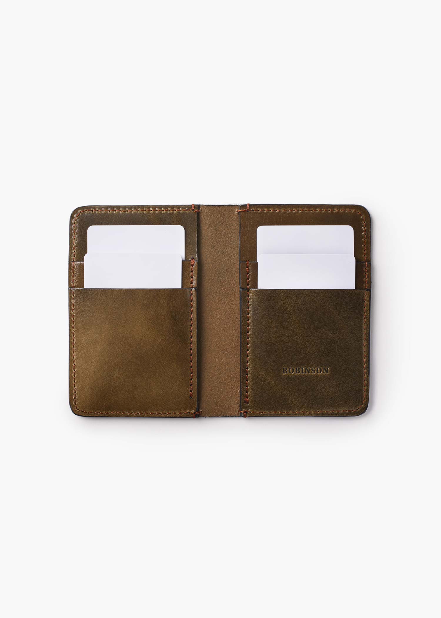 Vertical Leather Wallet 4 pockets (Green)