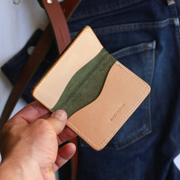 Porte-cartes 3 poches | Duotone vert + naturel