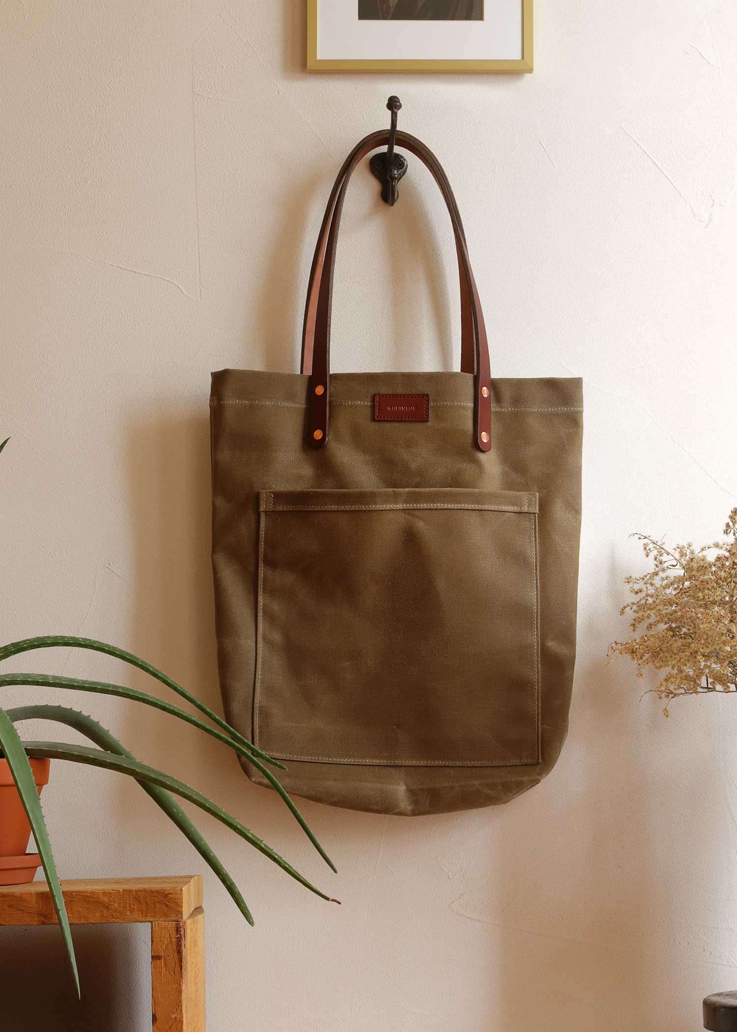 Waxed Canvas Tote Bag - Beige