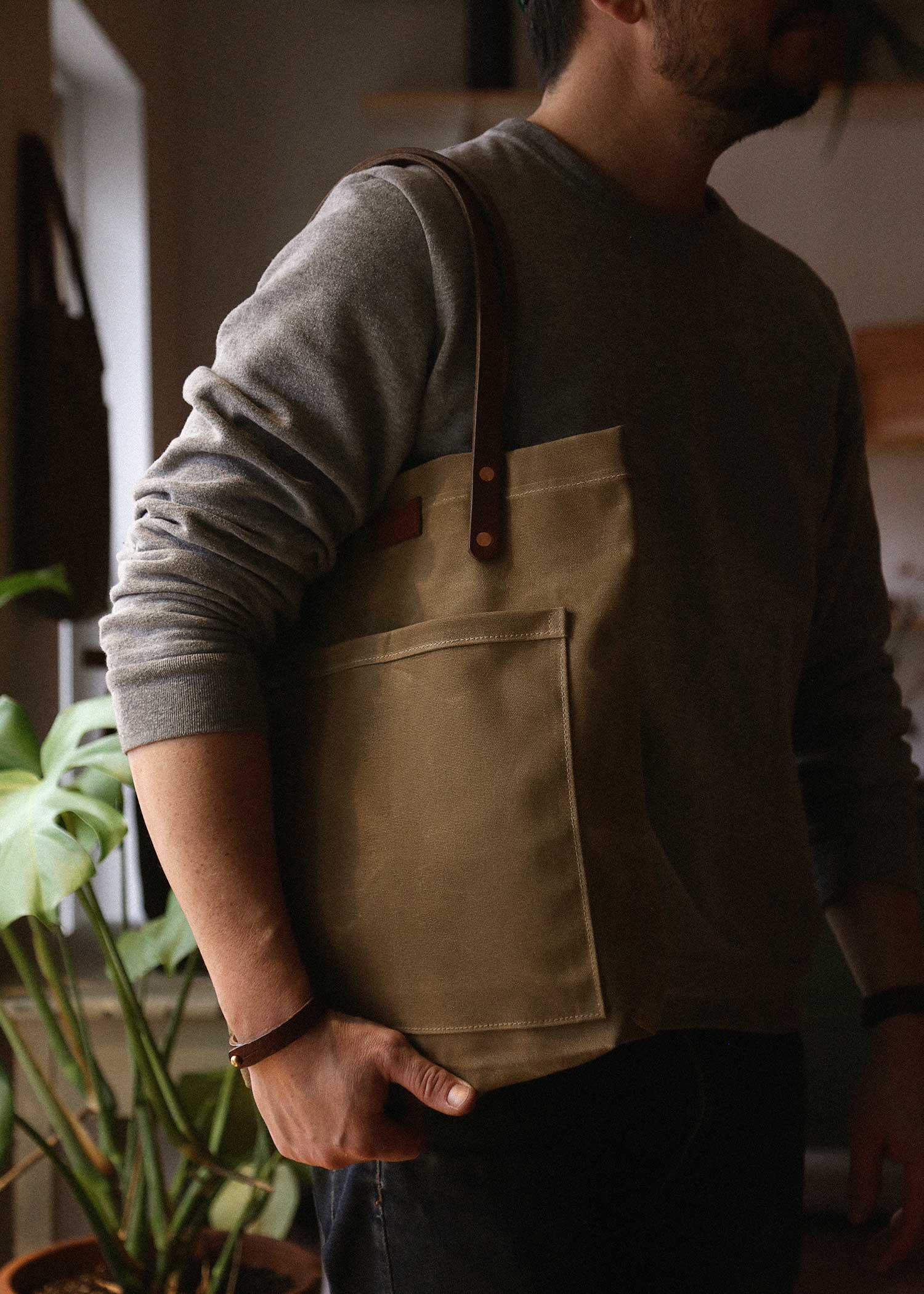 Waxed Canvas Tote Bag - Beige