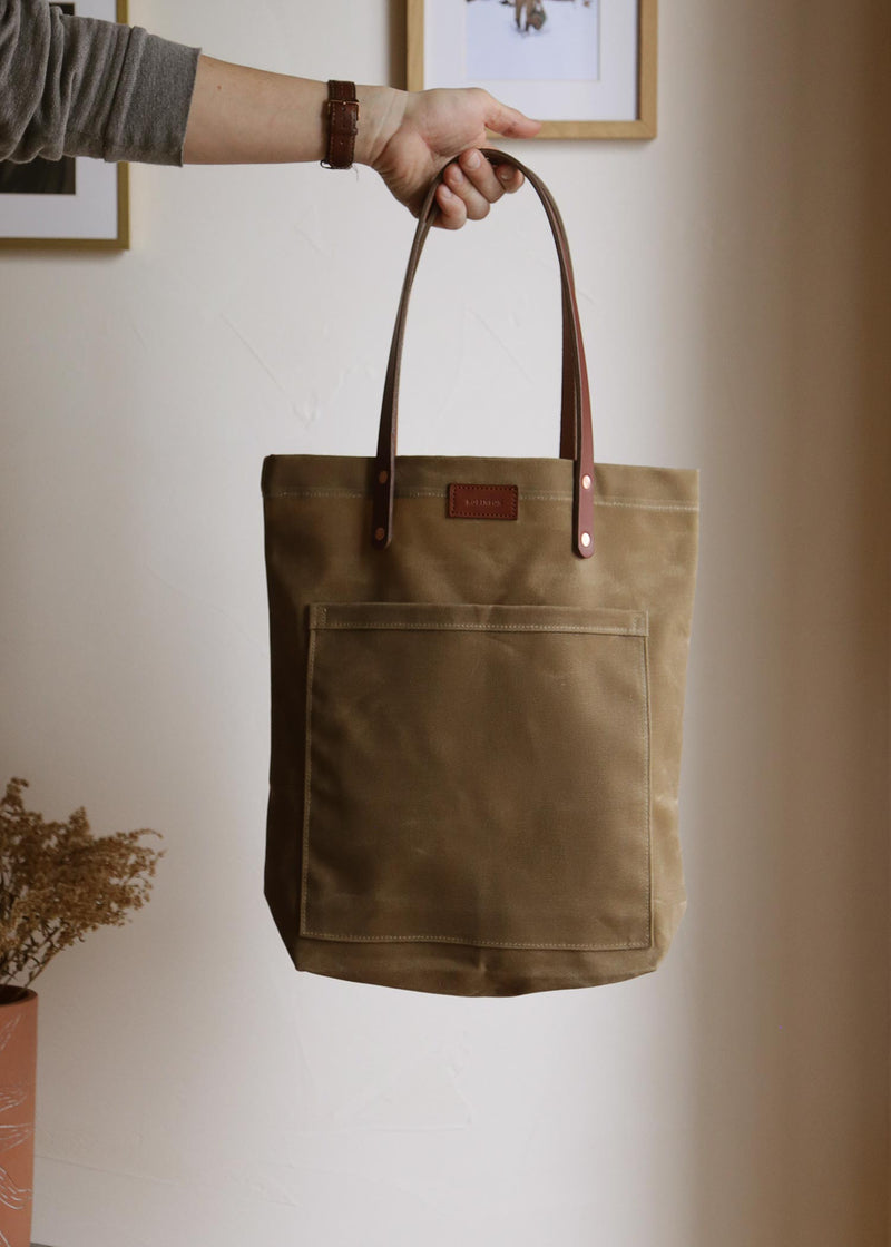 Wax Canvas Tote Bag - Beige