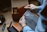 Vertical leather wallet - Brown