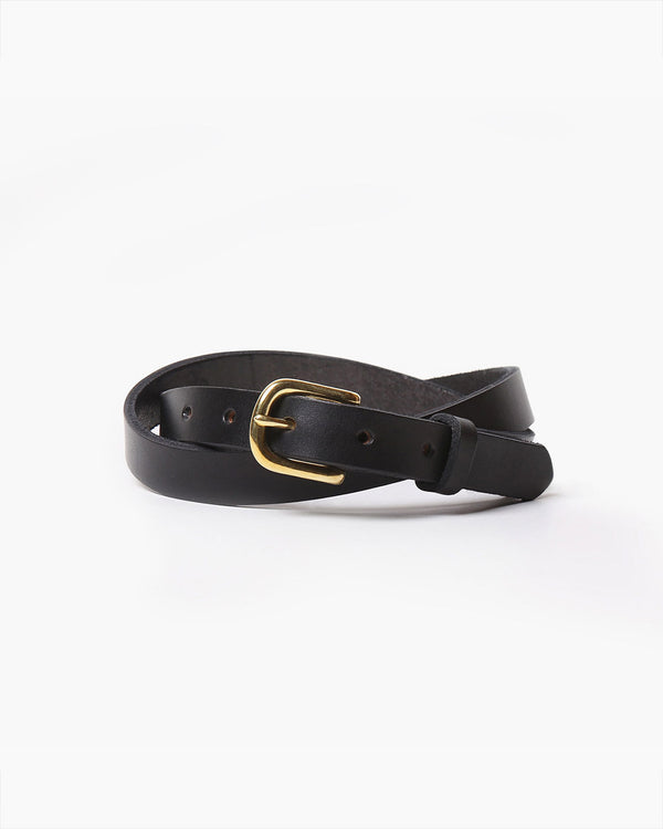 Skinny Leather Belt - Black
