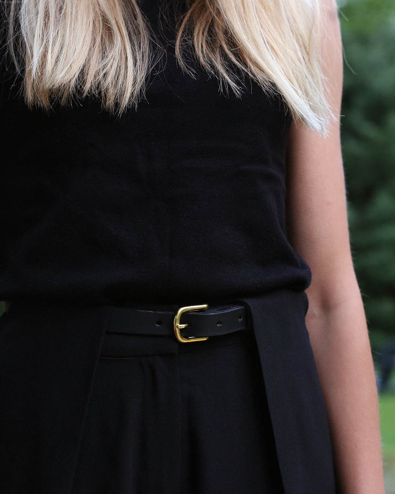 High Waist Leather Belt (3/4") - Black