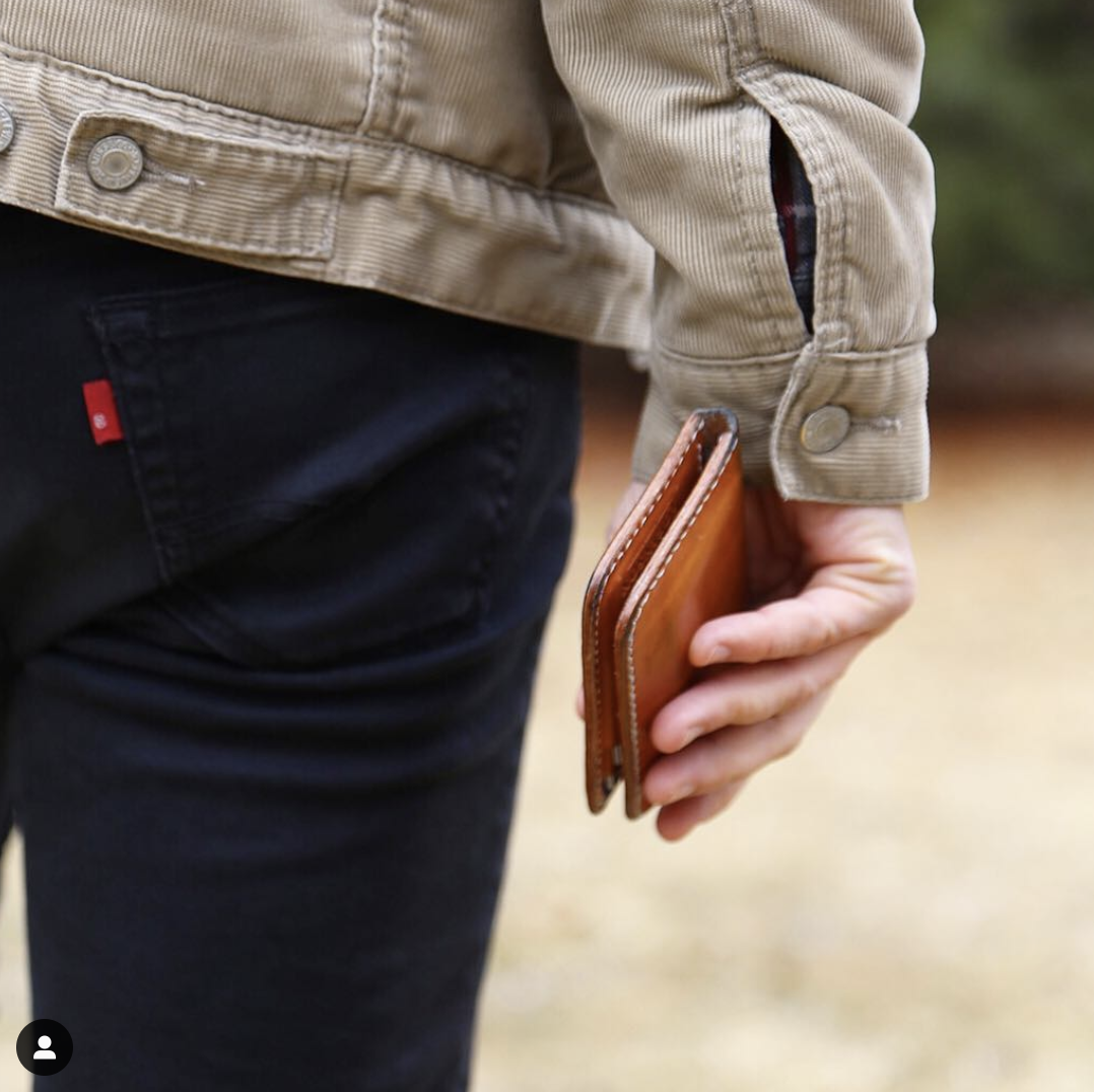 Vertical leather wallet 4 Pockets - Oak