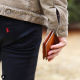 Vertical leather wallet - Oak