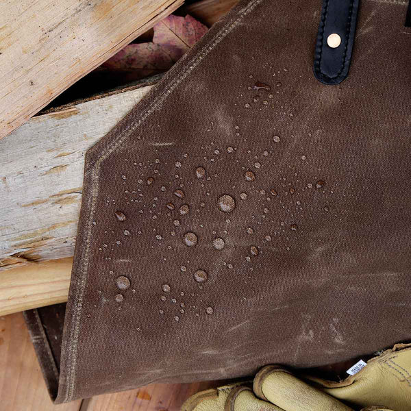 Waxed-Canvas Log Carrier | Coffee Brown