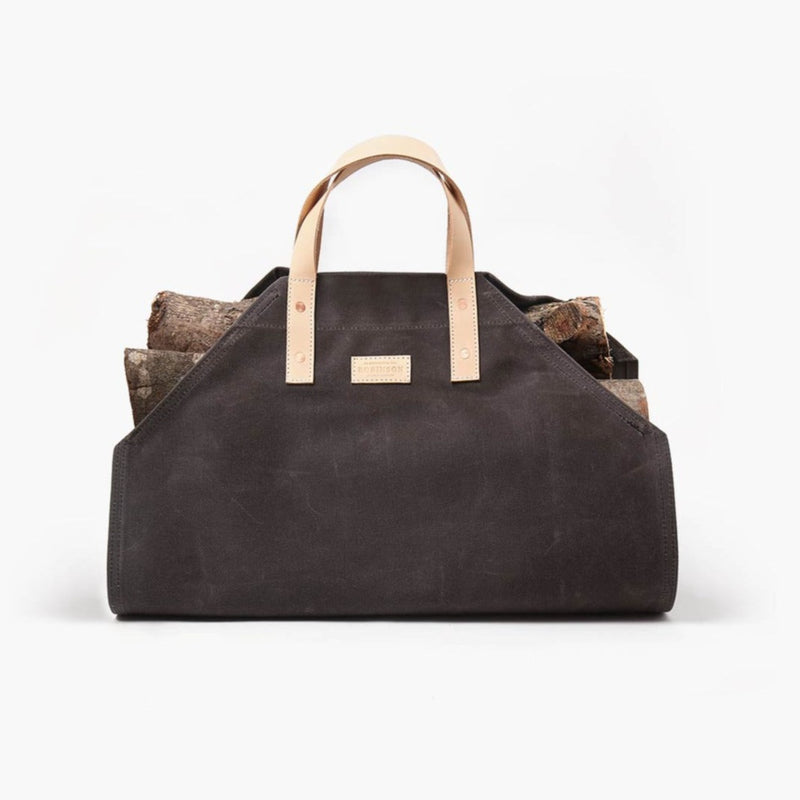 Waxed-Canvas Log Carrier | Charcoal