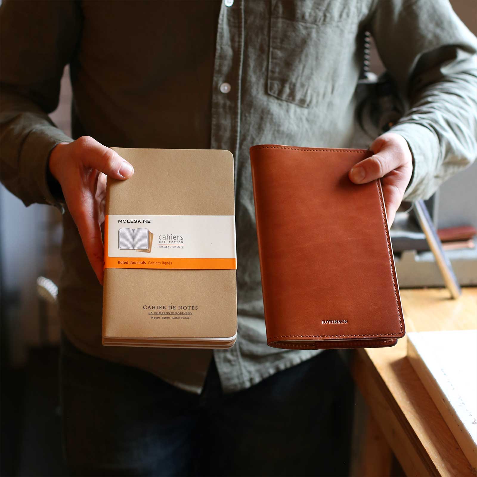 Moleskine Cahier Journal Leather Cover - Large - Brown