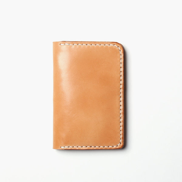 Vertical leather wallet - Oak