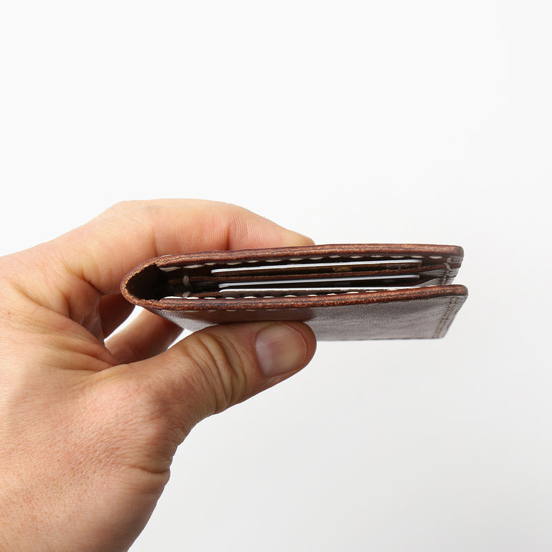 Vertical leather wallet - Brown