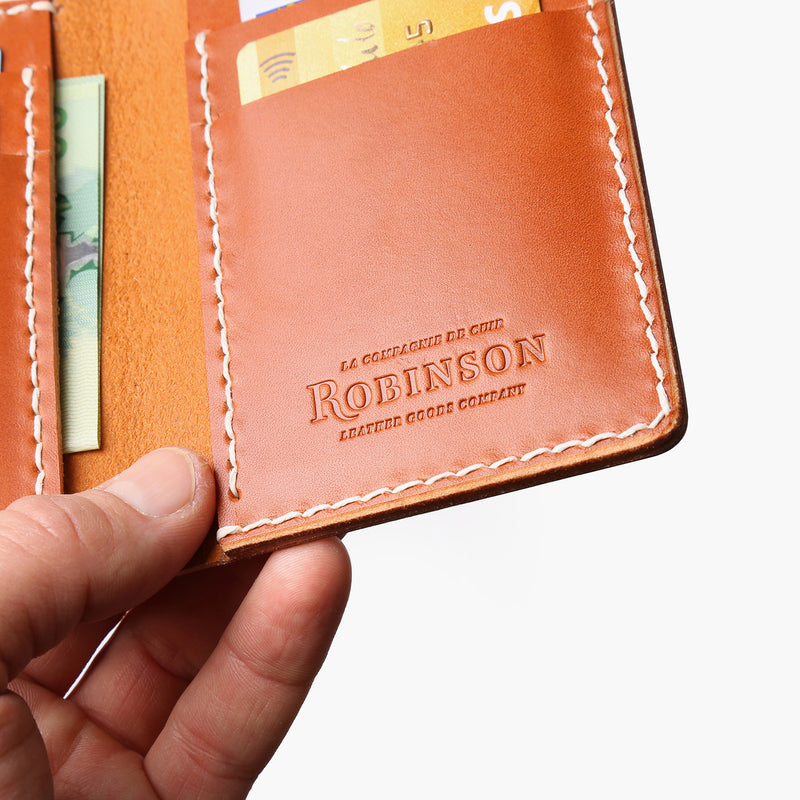 Vertical leather wallet - Whisky Tan
