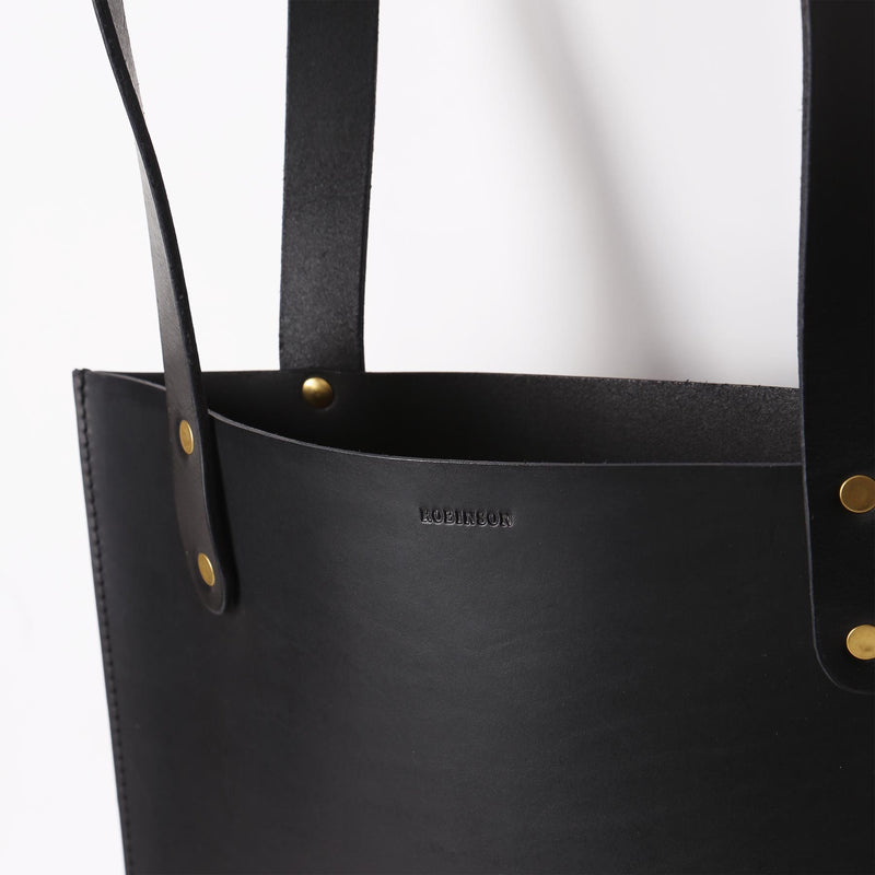 Flat Tote Bag Black Brass Hardware