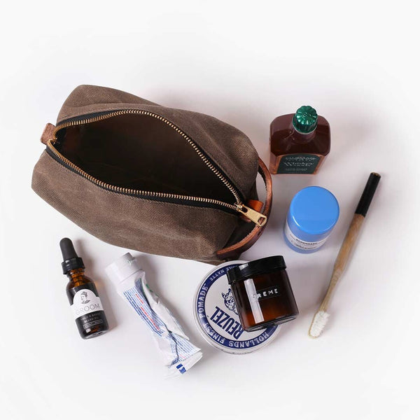 Wax canvas Dopp Kit - Khaki