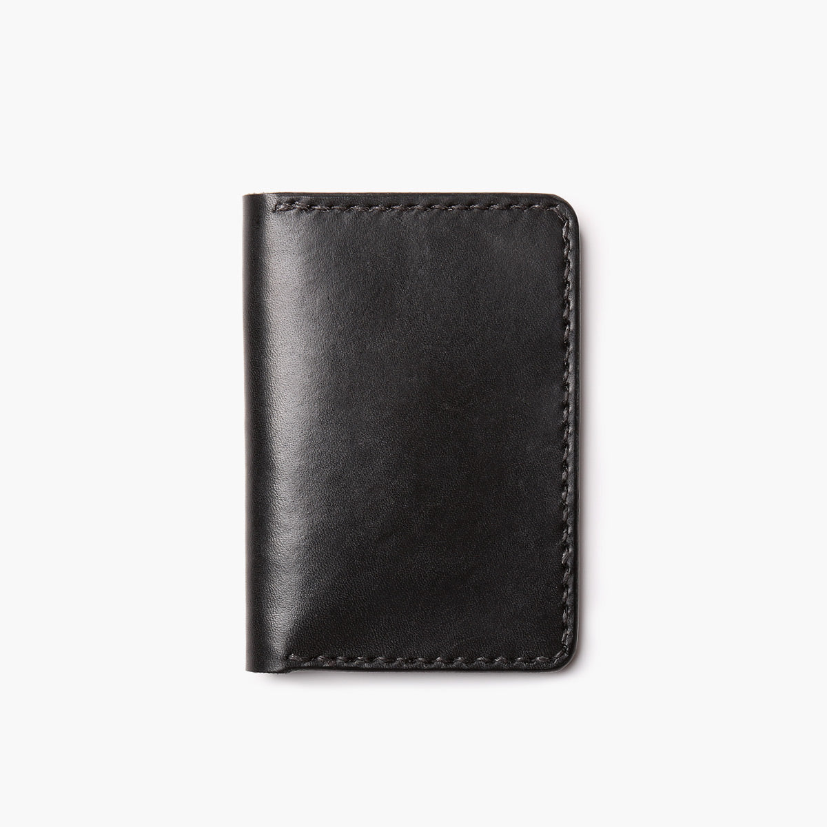 Vertical Leather Wallet 4 Pockets (Black)