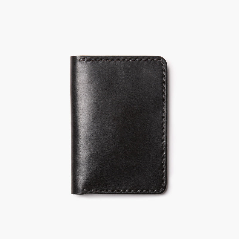 Vertical leather wallet - Black