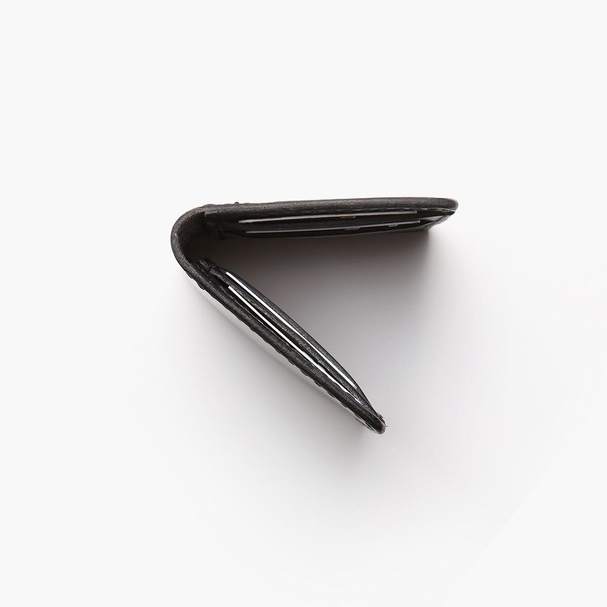 Vertical Leather Wallet 4 Pockets (Black)