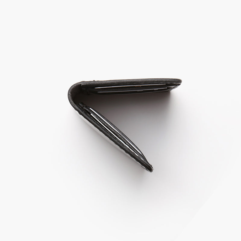 Vertical leather wallet - Black